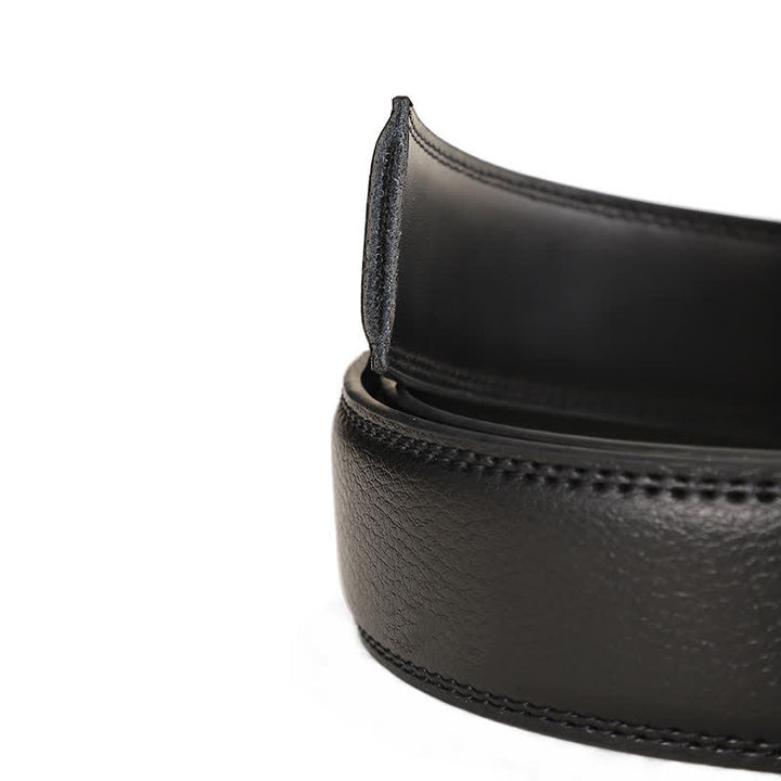 Cinturón de cuero con trinquete y hebilla deslizante elegante para hombre