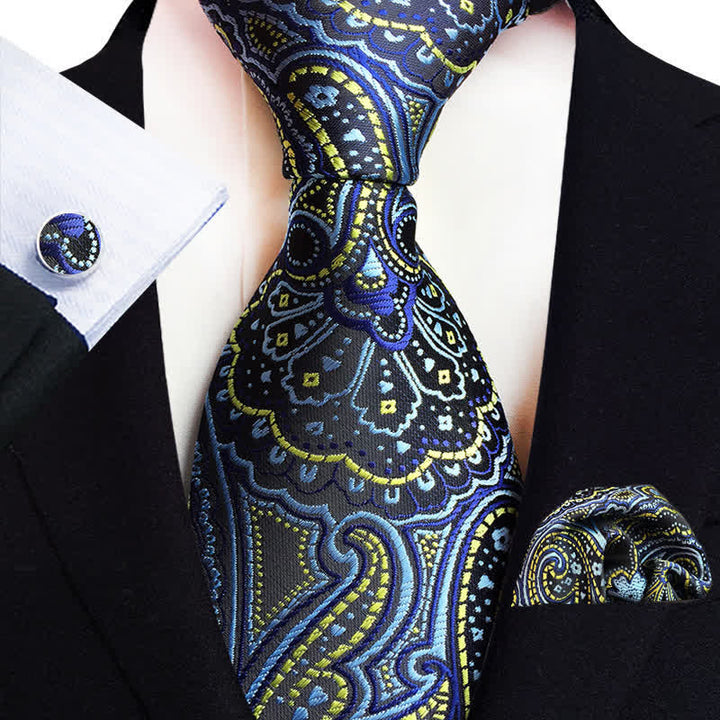 Conjunto de 3 corbatas clásicas con estampado floral de cachemira para hombre