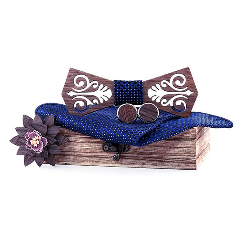 Juego de 4 pajaritas de madera con diseño de flores huecas para hombre