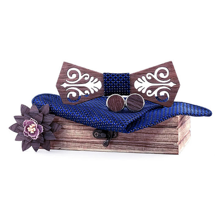 Juego de 4 pajaritas de madera con diseño de flores huecas para hombre
