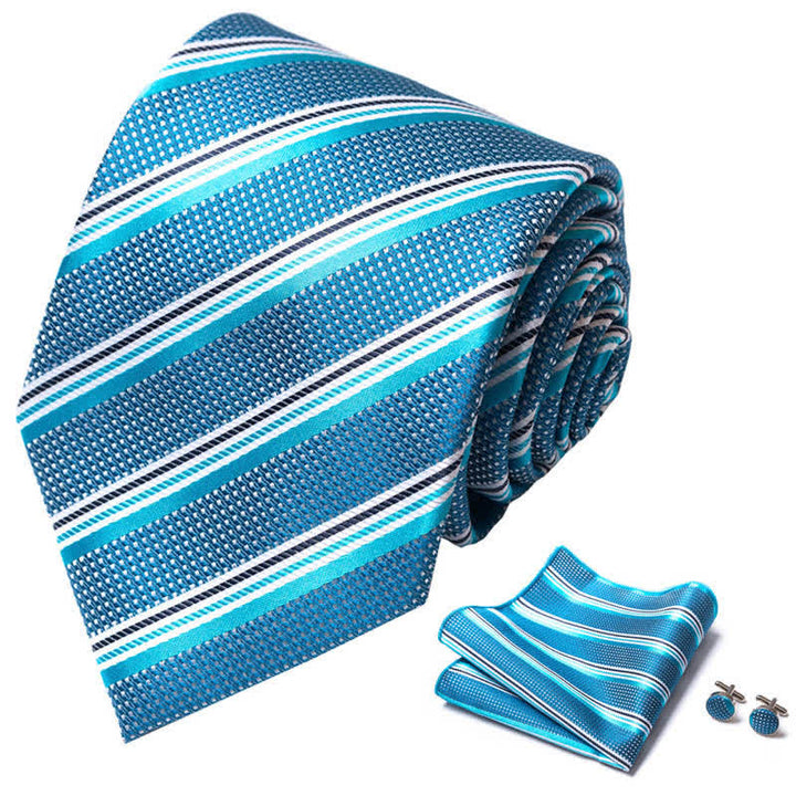 Conjunto de 3 corbatas a rayas para hombre en turquesa y azul agua
