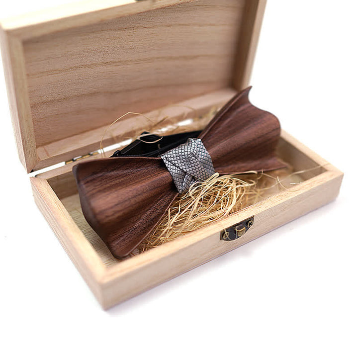 Juego de 2 pajaritas de madera con relieve 3D para hombre