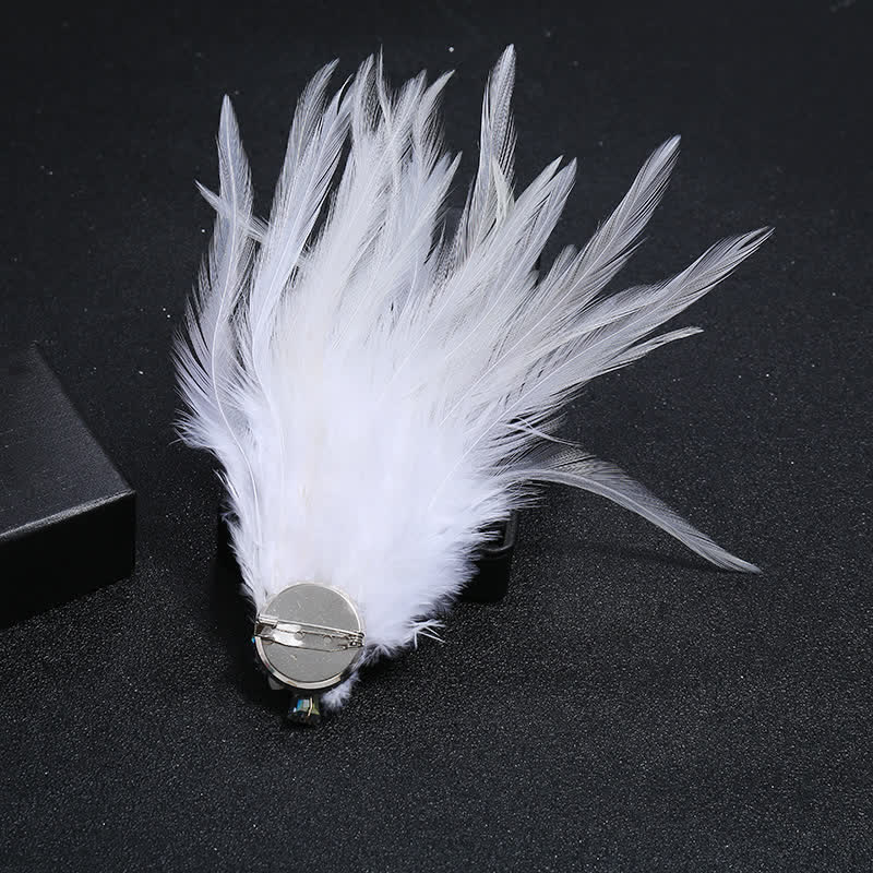 Broche de plumas de copo de nieve con forma de rama de cristal de lujo para mujer