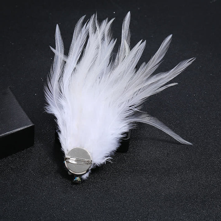 Broche de plumas de copo de nieve con forma de rama de cristal de lujo para mujer