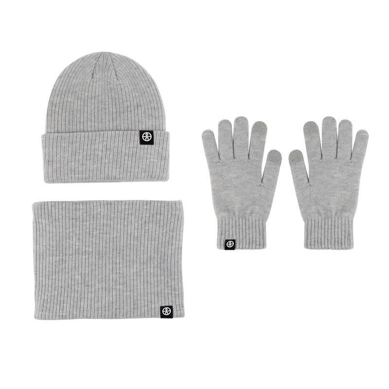 Conjunto de 3 guantes y gorro unisex de color liso, suaves, con bufanda