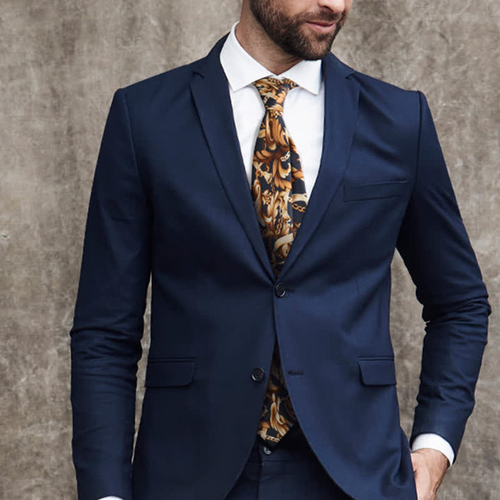 Corbata de lujo con diseño floral y hojas de arte para hombre