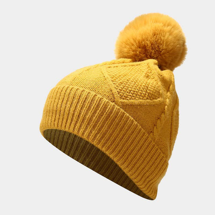 Conjunto de 3 gorros, bufandas y guantes con pompones de diamantes para mujer