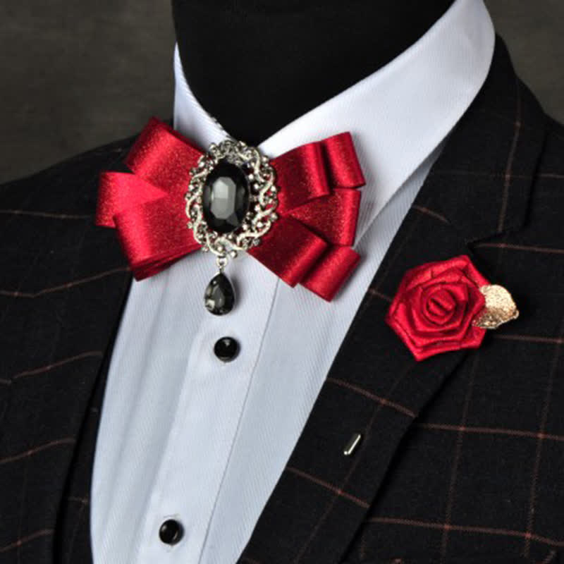 Conjunto de 3 pajaritas de color liso con diamantes de imitación negros