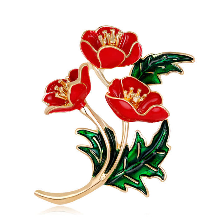 Broche unisex con ramo de flores de amapola