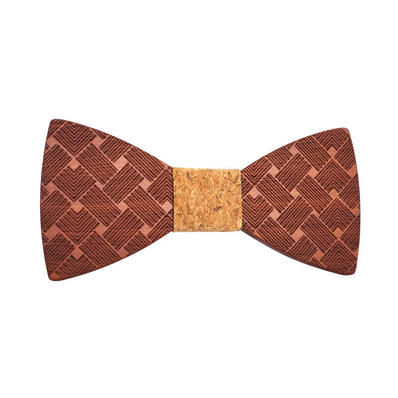 Pajarita de madera con patrón tejido para hombre