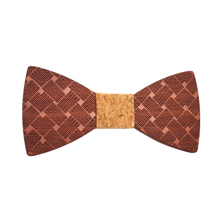 Pajarita de madera con patrón tejido para hombre