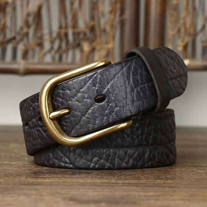 Cinturón de cuero con estampado de piel de bisonte en relieve para hombre