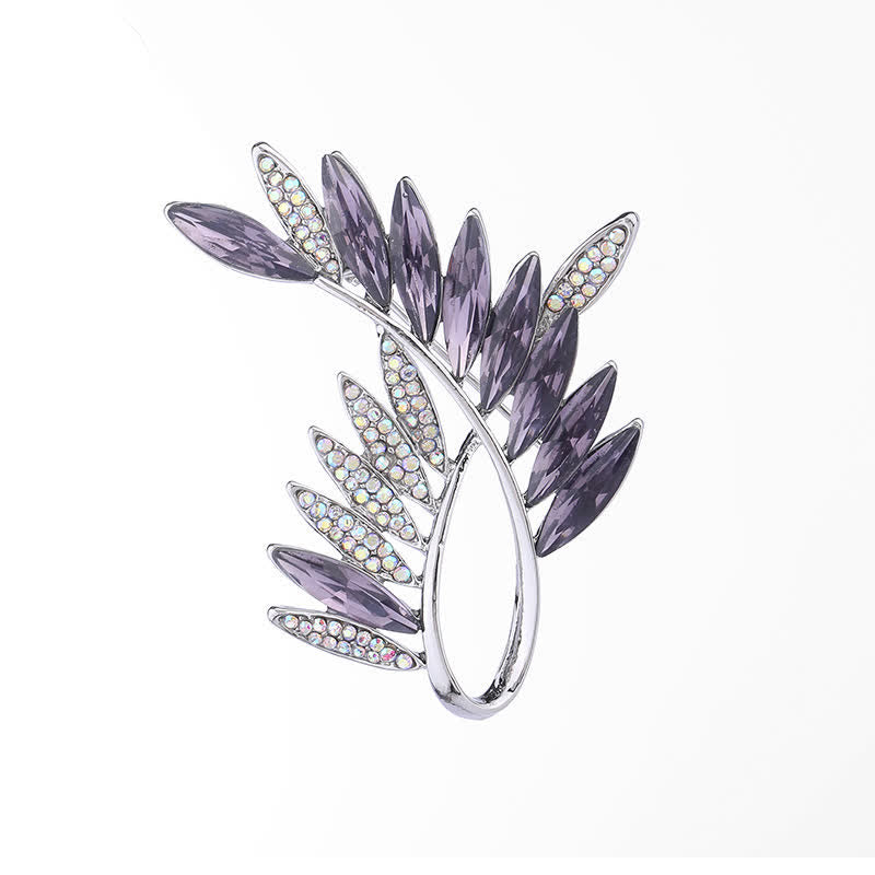 Broche de cristal con forma de rama de olivo para mujer