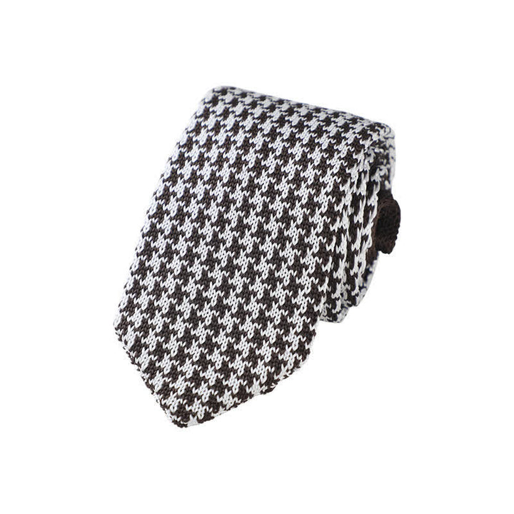 Corbata de punto con cuadros escoceses y pata de gallo para hombre