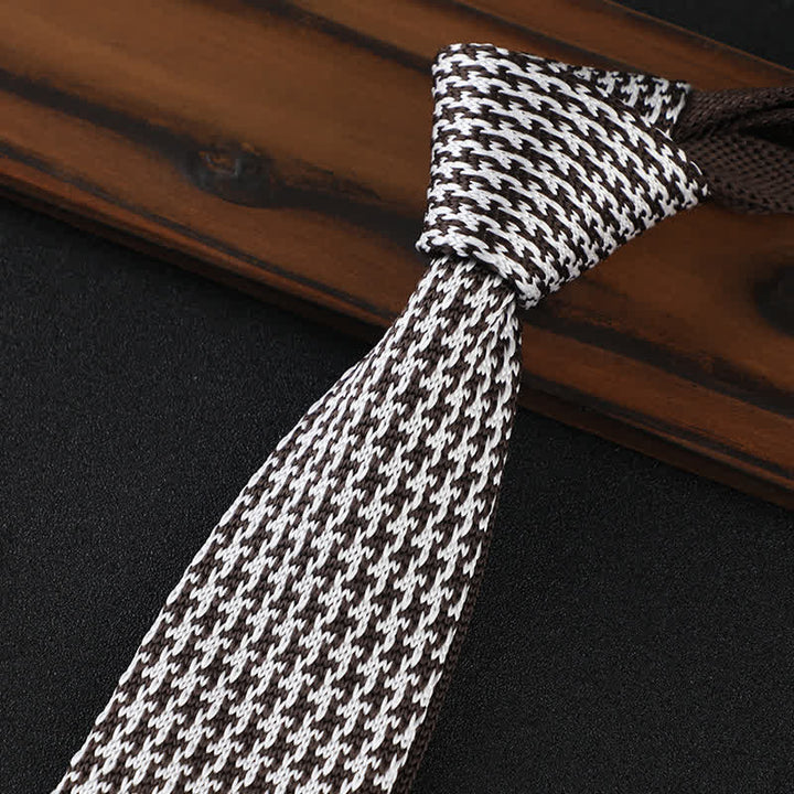 Corbata de punto con cuadros escoceses y pata de gallo para hombre
