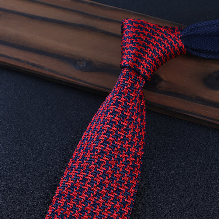 Corbata de punto con cuadros escoceses y pata de gallo para hombre