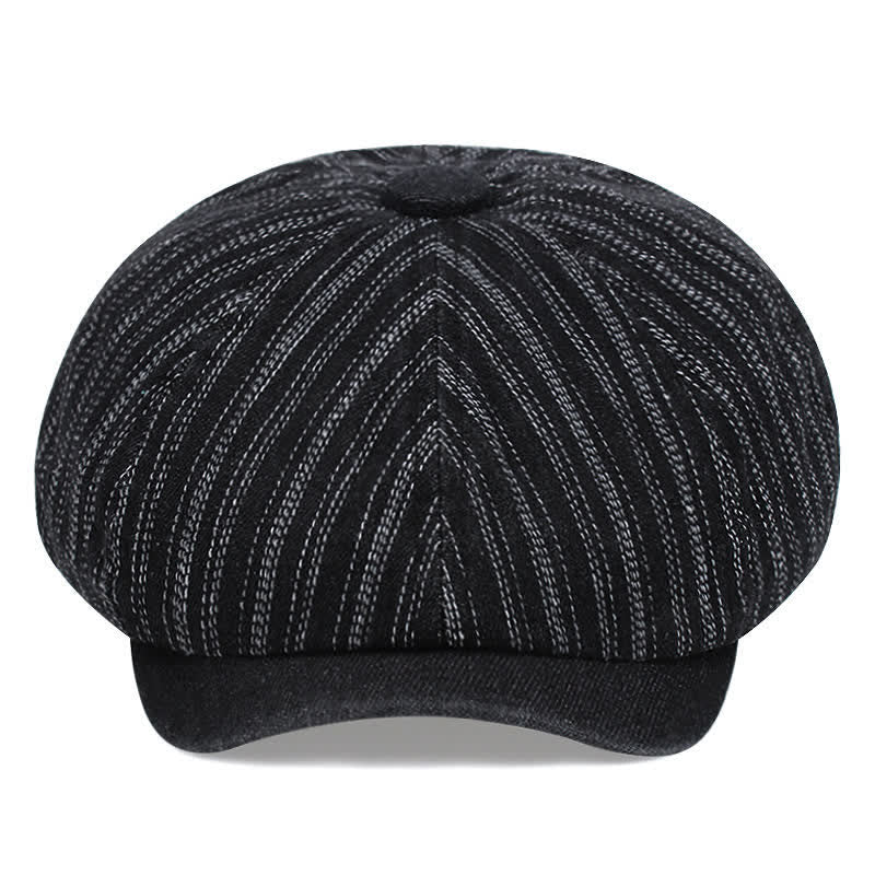 Gorra de boina de vendedor de periódicos octogonal a rayas de moda