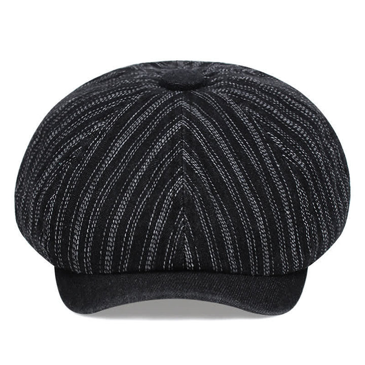 Gorra de boina de vendedor de periódicos octogonal a rayas de moda