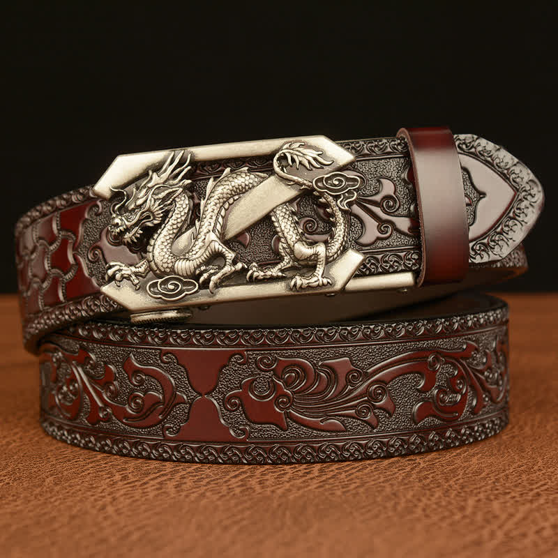 Cinturón de cuero con la letra Z del dragón retro en relieve para hombre