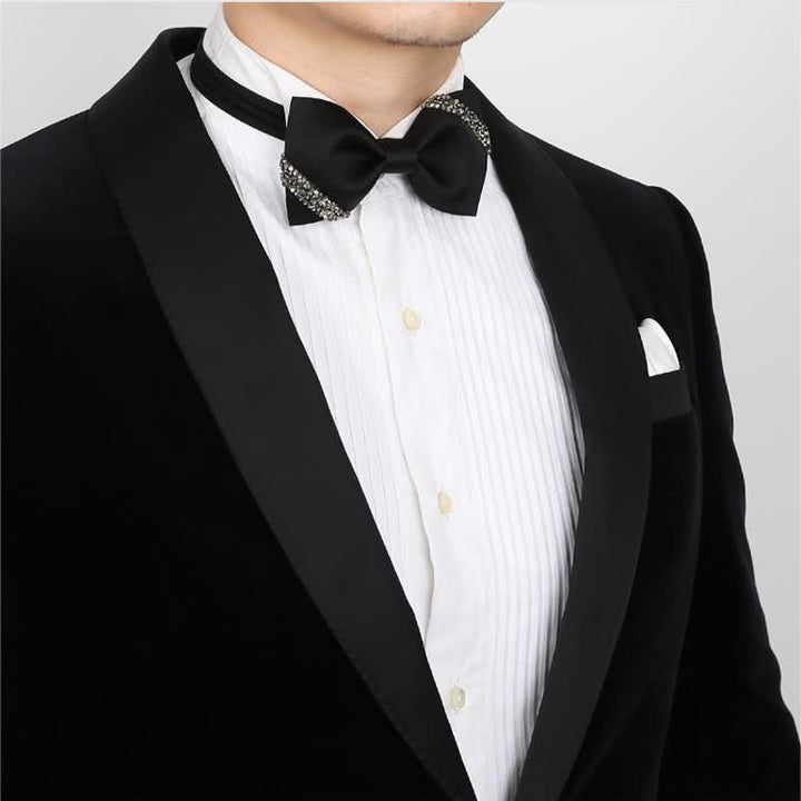 Pajarita de boda elegante con diamantes de imitación para hombre