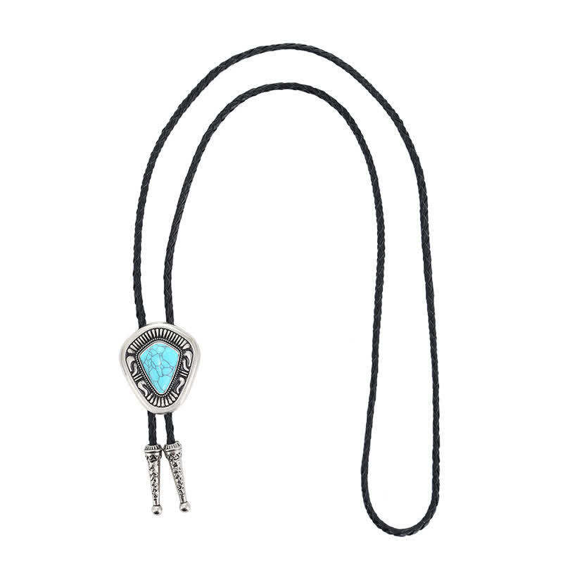Corbata de bolo con piedra turquesa azul y ágata geométrica especial