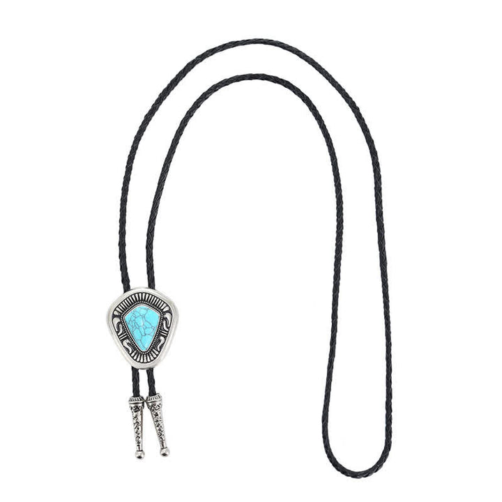Corbata de bolo con piedra turquesa azul y ágata geométrica especial