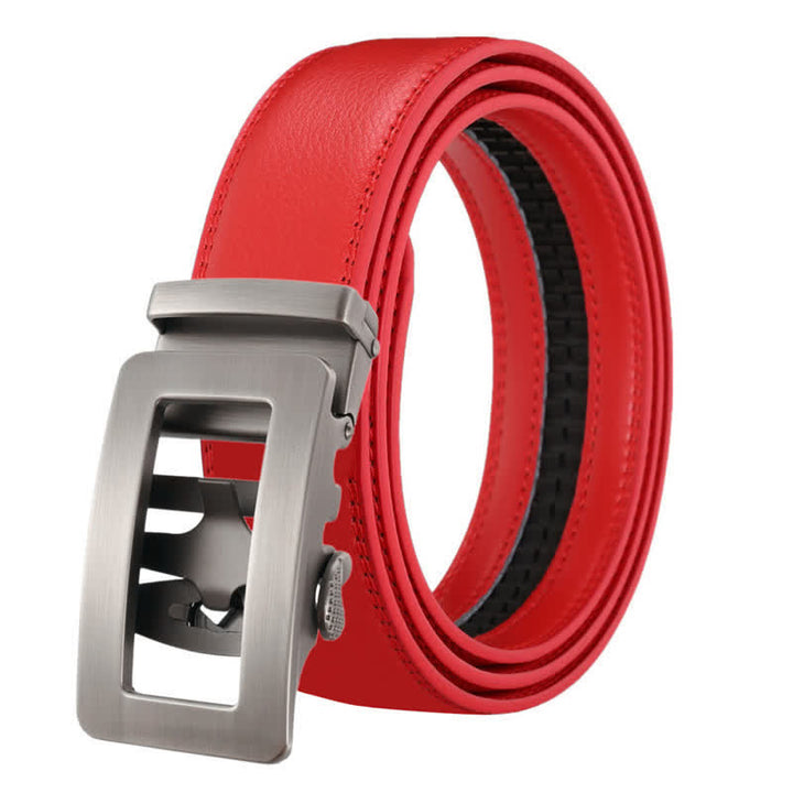 Cinturón de cuero con hebilla automática hueca simple para hombre