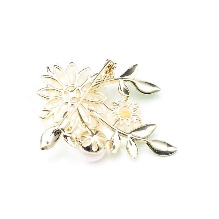 Broche romántico de margaritas y perlas para mujer