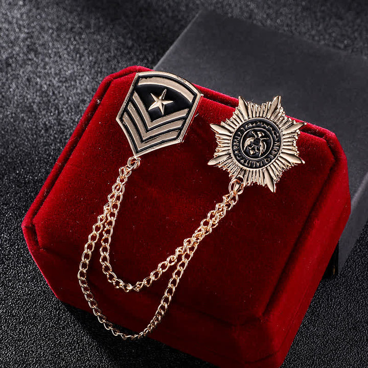 Broche con medalla de estrella y borla británica para hombre