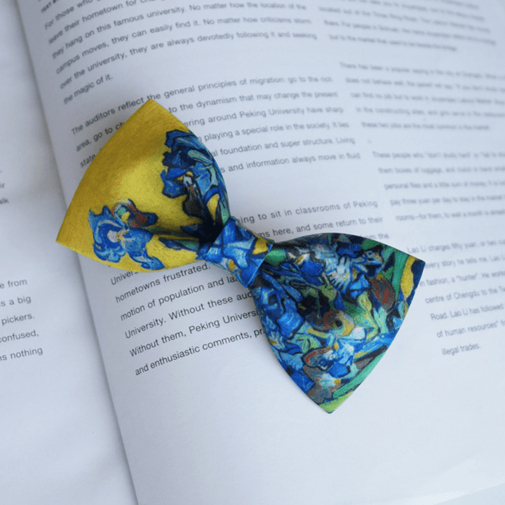 Pajarita con estampado creativo de aceite y iris amarillo para hombre