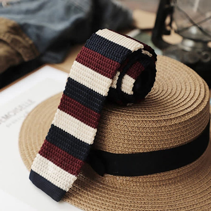 Corbata de punto con rayas horizontales de otoño para hombre