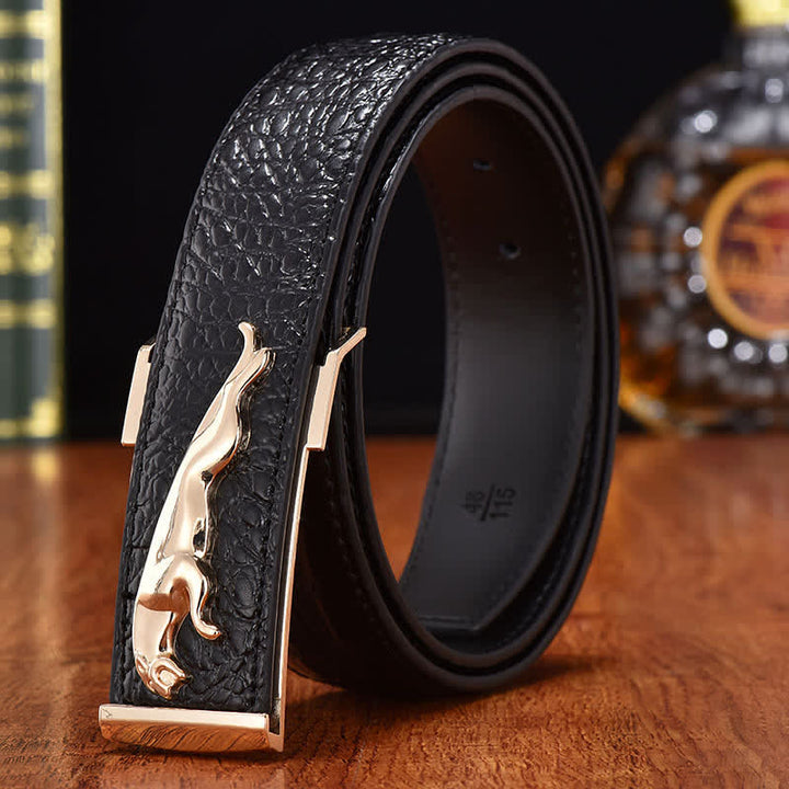 Cinturón de cuero con hebilla de leopardo para hombre, de lujo, para negocios