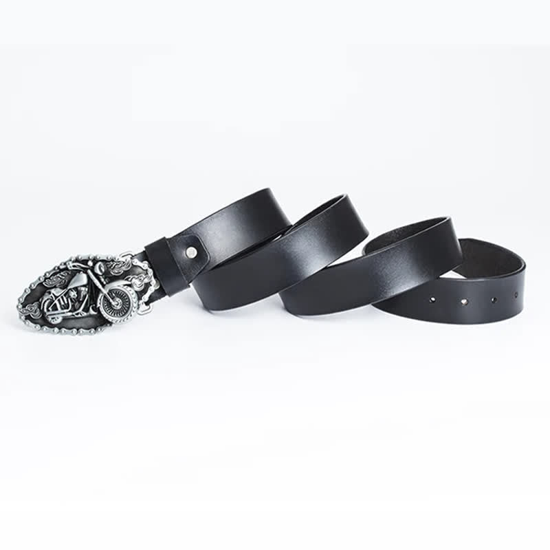 Cinturón de cuero para motocicleta con locomotora punk para hombre