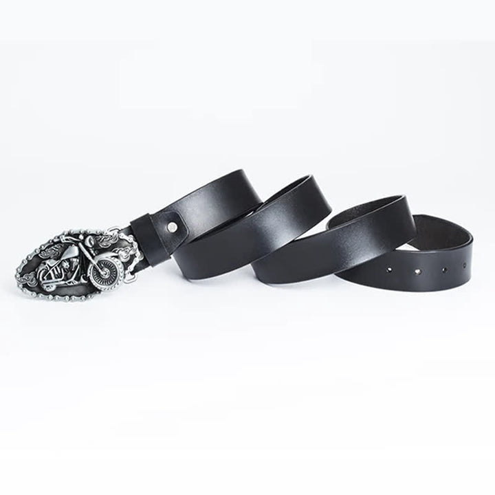 Cinturón de cuero para motocicleta con locomotora punk para hombre