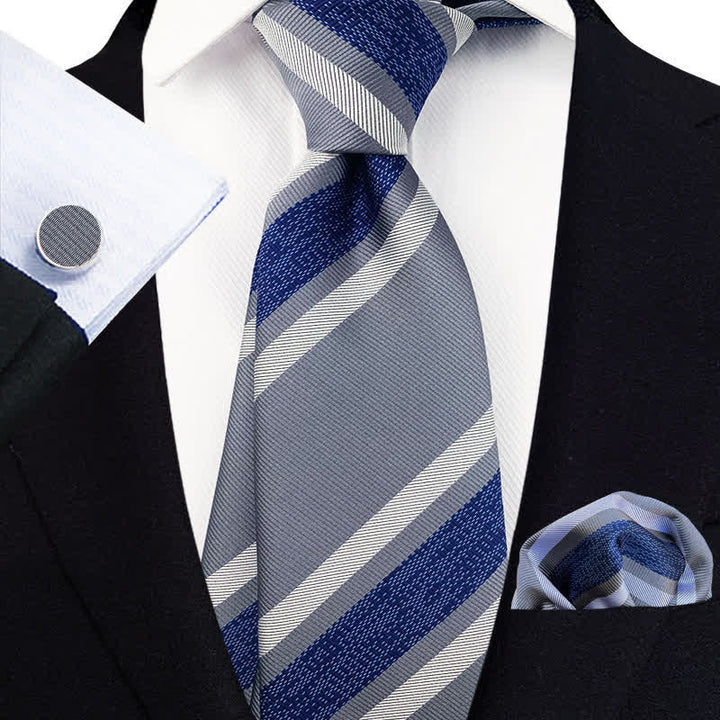 Conjunto de 3 corbatas formales de rayas simétricas para hombre