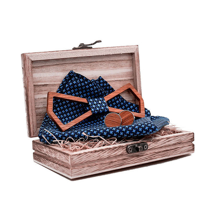 Juego de 3 pajaritas de madera con diseño tallado hueco para hombre