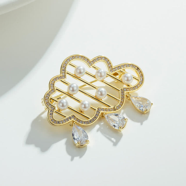 Broche de perlas con forma de nube lluviosa para mujer