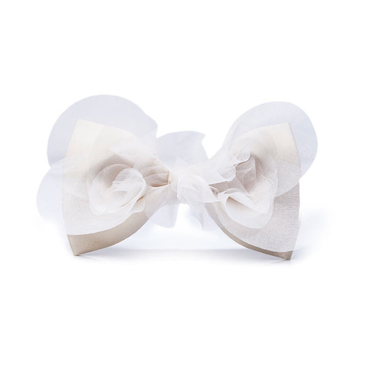 Pajarita elegante de organza color blanco marfil cálido para hombre
