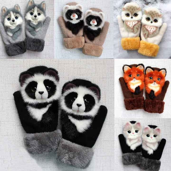 Guantes de mujer con pelo de animalito bonito.
