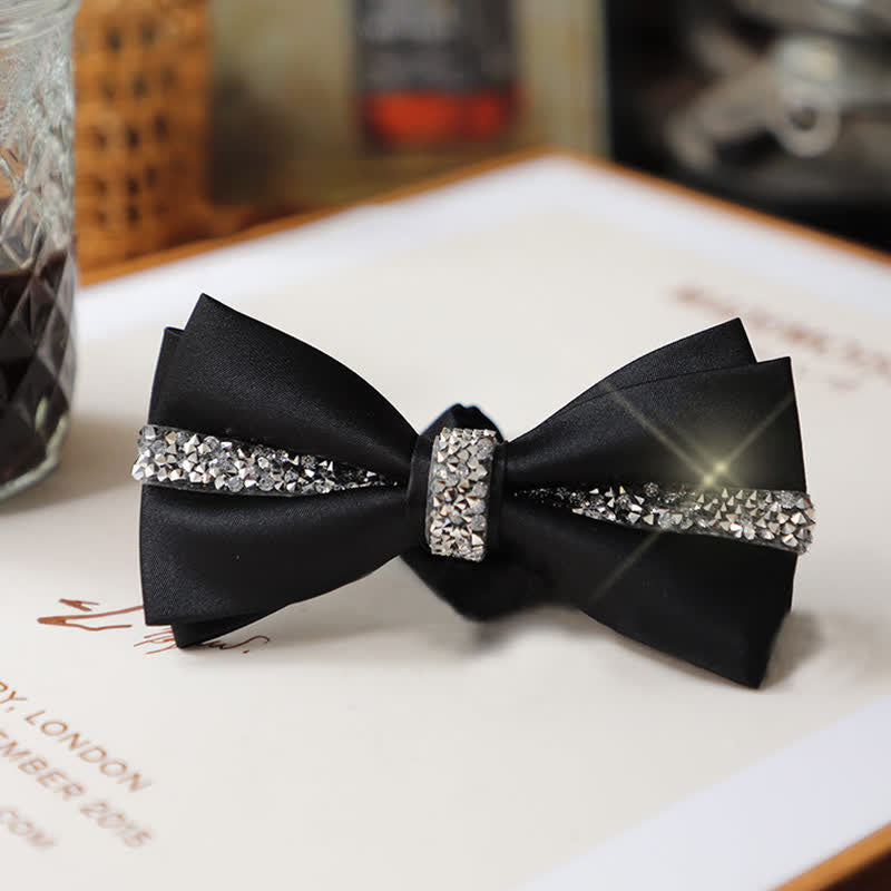 Conjunto de pajarita de satén con brillantes diamantes de imitación para hombre