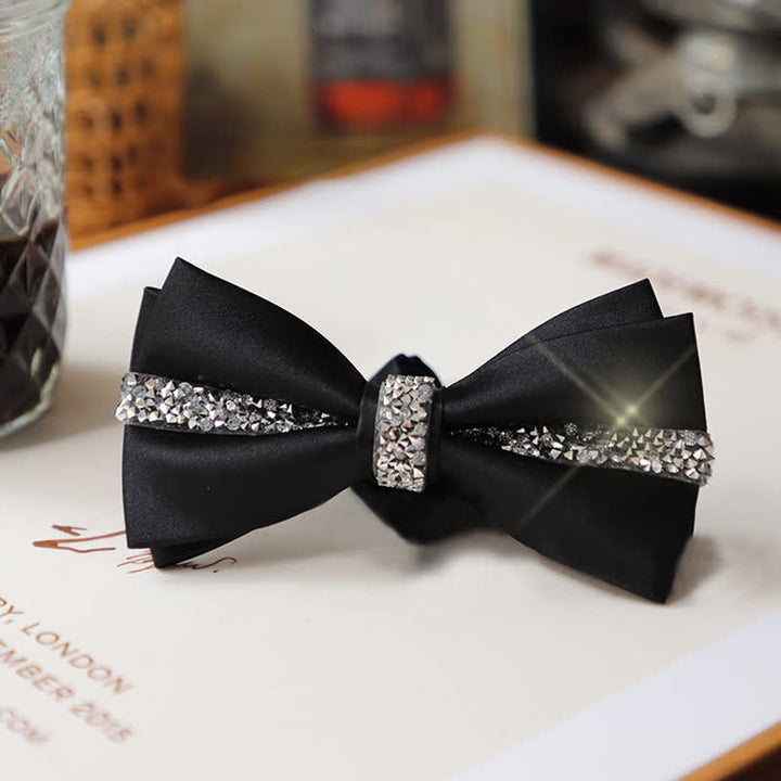 Conjunto de pajarita de satén con brillantes diamantes de imitación para hombre