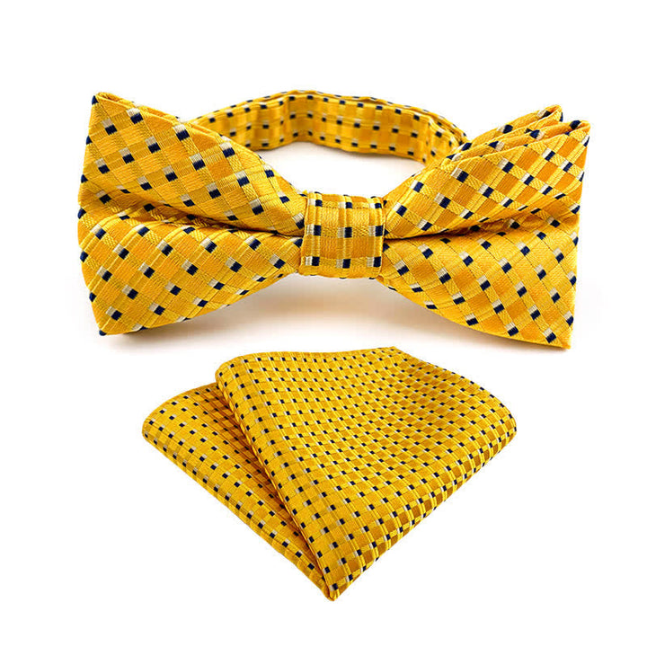Conjunto de 2 pañuelos de bolsillo con pajarita a rayas a cuadros elegantes para hombre