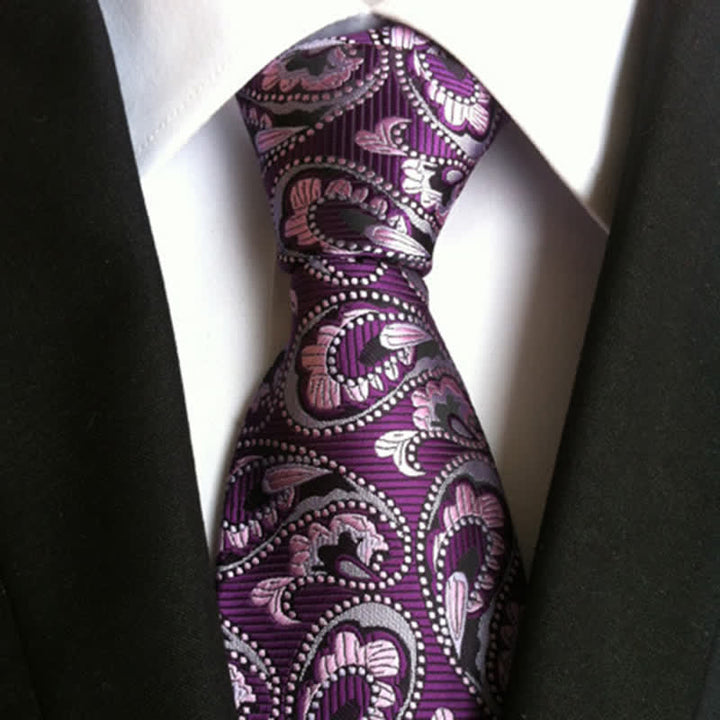 Corbata con estampado de cachemira y olas marinas para hombre