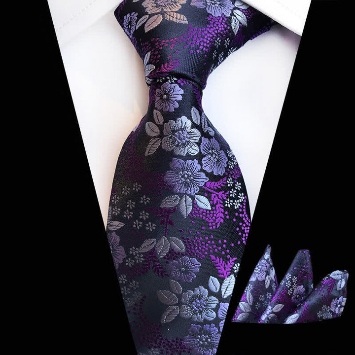 Conjunto de 2 corbatas florales con flores de ciruelo para hombre