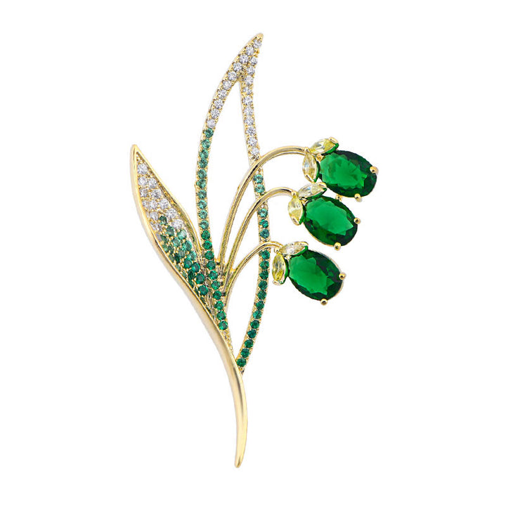 Broche de lirio de los valles con campanillas para mujer