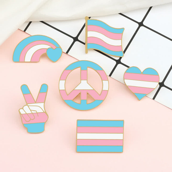 Broche con la bandera del arcoíris rosa y azul del Día del Orgullo, 6 piezas