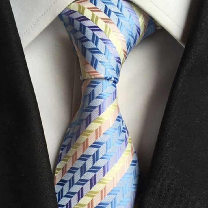 Corbata de rayas con espinas de pescado rotas para hombre