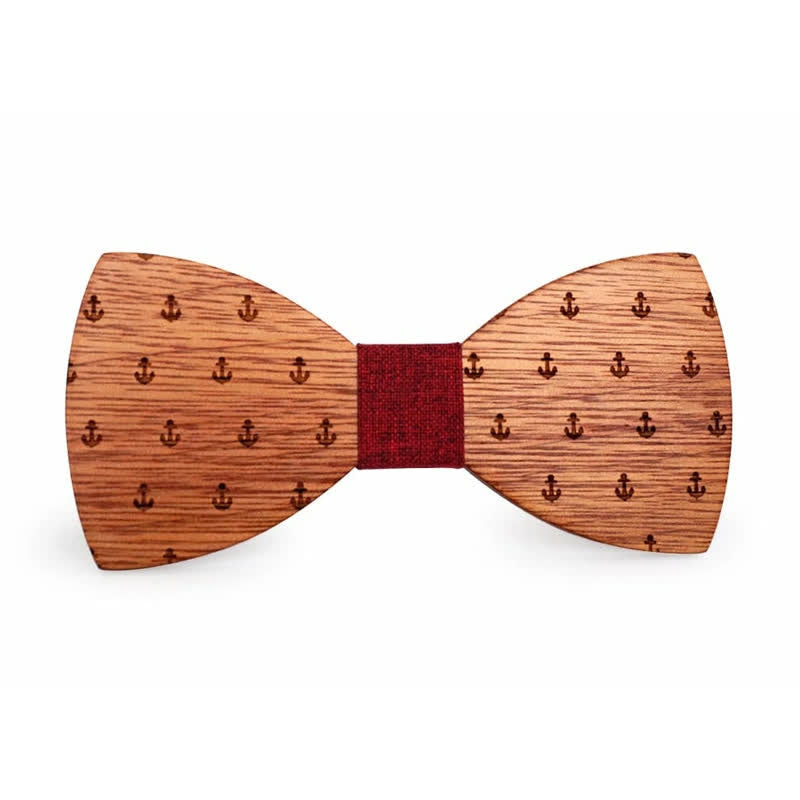 Pajarita de madera con ancla de barco náutico para hombre