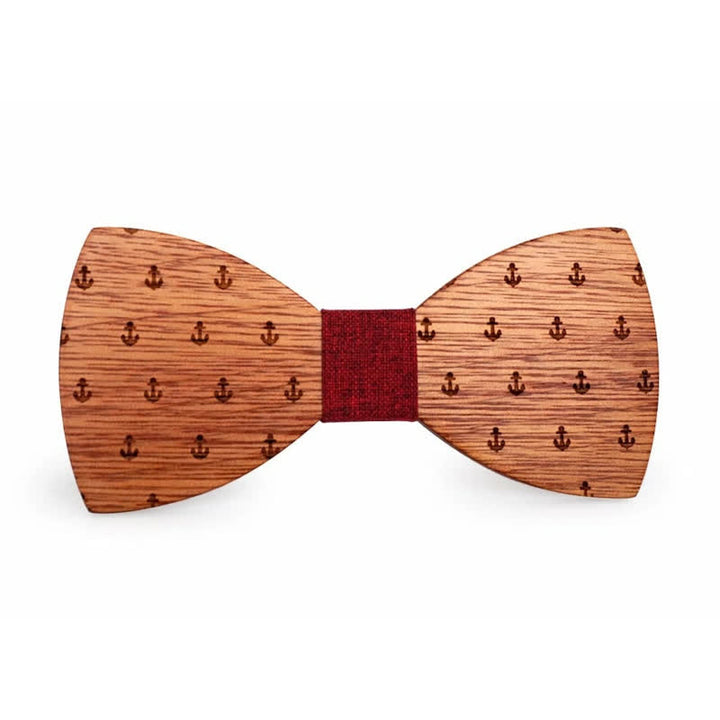 Pajarita de madera con ancla de barco náutico para hombre