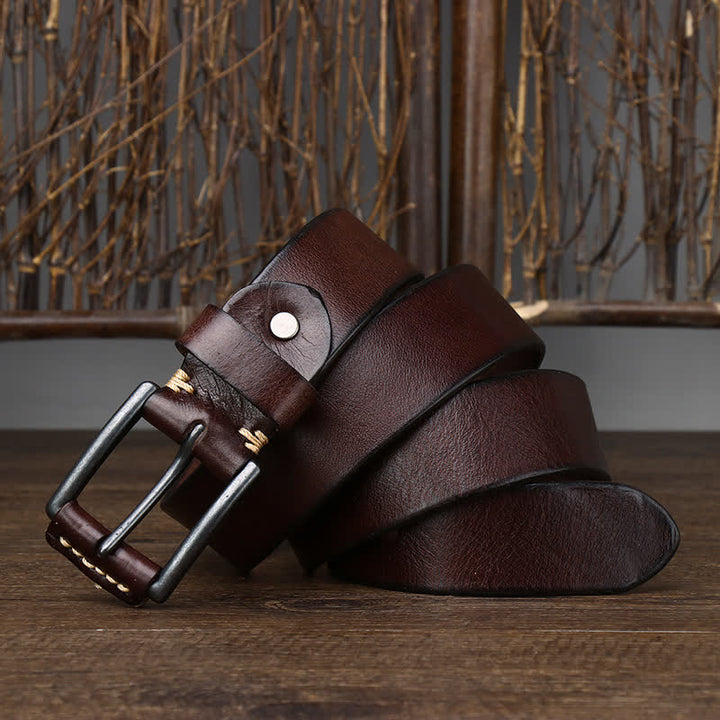 Cinturón de cuero vaquero brillante retro con estilo para hombre